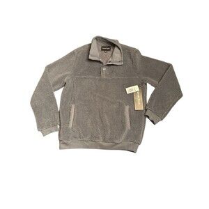 Grays Peak Outdoors Men's  Slate 1/4 Button Pullover Fuzzy Fleece Size S NWT